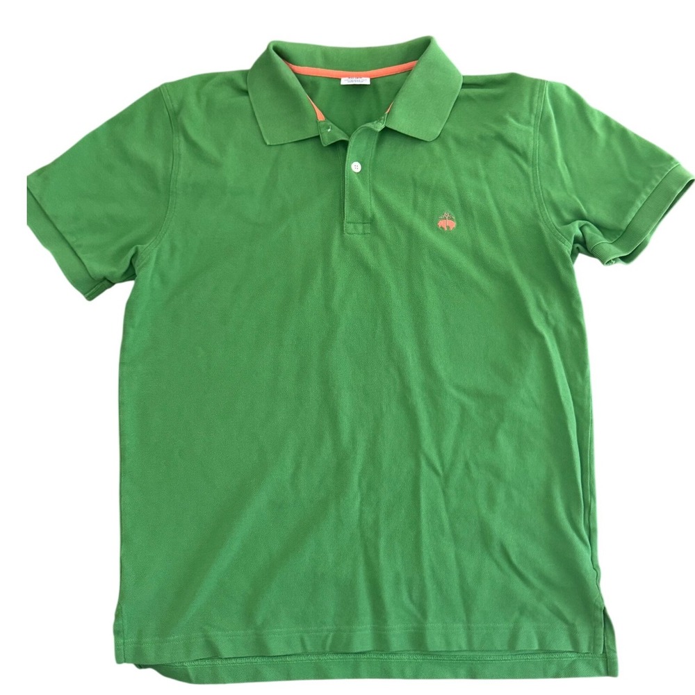 Brooks Brothers Mens Slim Fit Performance Polo Shirt Green‎ Cotton Size L